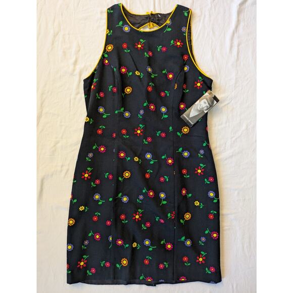 Donna Ricco Dresses & Skirts - Vintage 90s Y2K Donna Ricco Retro Floral Sheath Dress Daisy Keyhole Back 12 HTF